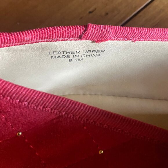 Talbots 8.5 Penelope Quilted Ballet Flats - Red Studded Suede - Picture 8 of 13